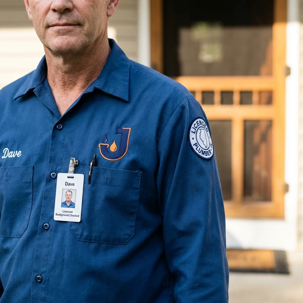Licensed plumber showing ID badge in Cassopolis, MI