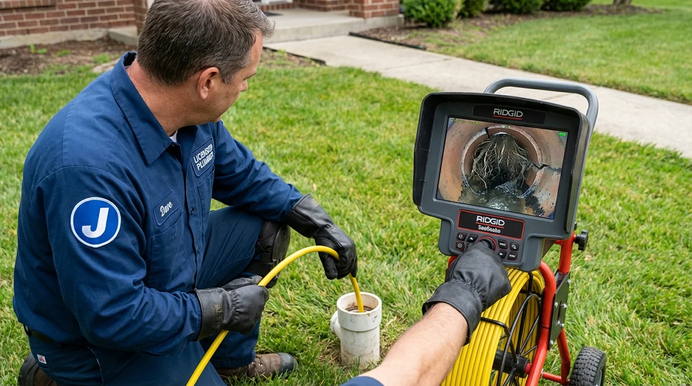 Sewer camera inspection being performed by Johns Plumbing LLC in Cassopolis