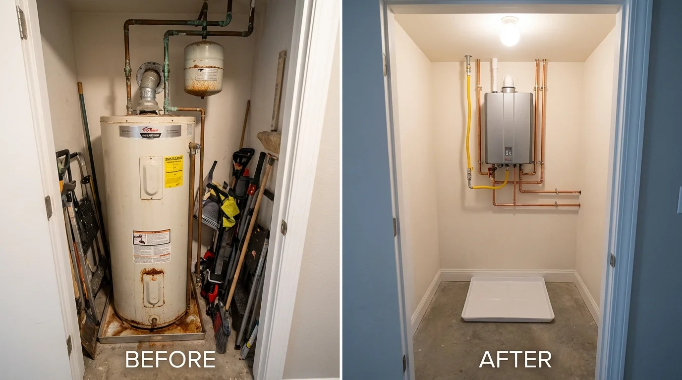 Tank water heater versus wall-mounted tankless unit comparison for Cassopolis, MI homeowners